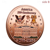  250周年記念コイン - 黄金のアメリカンフラッグ＆リバティベルデザインコレクティブルコイン、展示用の耐久性金属記念コイン、コレクターの愛国心セミクインテセンニアル