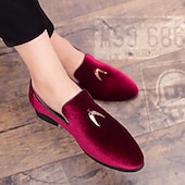 economico Mocassini-mocassini da uomo in velluto bordeaux - eleganti scarpe slip-on con tessuto lussuoso, perfette per eventi formali, matrimoni e occasioni eleganti