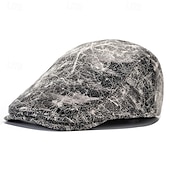 cheap Men's Hats-Men's Flat Cap Ascot Hat Newsboy Hat Black Coffee PU Leather Fashion Casual Street Daily Plain Adjustable Sunscreen Breathable