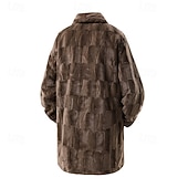 abordables Chaquetas y abrigos de hombre-Hombre Chaqueta de Invierno Abrigo de piel sintética Vacaciones Diario Mantiene abrigado Vellón Otoño Invierno Plano Moda Ropa de calle Diseño Largo Negro Marrón Chaquetas