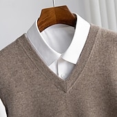 abordables Pull en laine pour hommes-Pull sans manches pour homme en pure laine cachemire de qualité supérieure, col en V, maille classique, doux, chaud et respirant.
