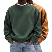 preiswerte Einfache Sweatshirts-Herren Sweatshirt Pullover Lila + Blau Marineblau + Dunkelgrau Dunkelgrün + Gelb Hellgrün + Marineblau Hellblau + Hellgrün Rundhalsausschnitt Einfach Oversize Sport &amp; Outdoor Lässig Täglich