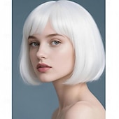 お買い得  カーニバルウィッグ-カーニバルウィッグ2026 ブロンド ピンク レッド ストレート ボブ ショート 合成フェスティバルウィッグ マルディグラ パレード コスプレ衣装ヘア のために 女性