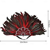Недорогие Аксессуары-Карнавальная ночь 2026. Рио Карнавальная самба Аксессуары Красный и черный головной убор с перьями для женщин на фестивале Марди Гра - танцевальный аксессуар для фестиваля Бразилия