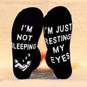 preiswerte Startseite Hausschuhe-Ich schlafe nicht, ich ruhe nur meine Augen aus. Lustige bedruckte Socken, kuschelige Socken mit originellem Aufdruck für Damen und Herren, bequeme Geschenksocken für Arbeit, Zuhause, Weihnachten,
