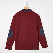 tanie Koszulka z dzianiny waflowej-Męskie Koszulka waflowa Koszula Henley z waflami Koszule męskie z łatkami na łokciach Długi rękaw Klapa Quarter Zip Jesień Zima Jednokolorowe Moda Podstawowy Codzienny Kieszenie Niejednolita całość