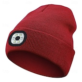 olcso Beanie fejhallgató-Kötött Fejlámpás Sapka Új Kültéri LED Világító Sapka USB Újratölthető 1.5-3W Áramellátás Gombvezérlés Type-C Töltés Éjszakai Kerékpározáshoz és Futáshoz Fejfedő Valentin-napi ajándék