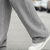 ieftine Picior drept-Bărbați Pantaloni Pantaloni Corduroy Pantaloni largi Pantaloni casual Pantaloni de sport cu picior drept Cordon Culoare solidă Confort Lungime totală În aer liber Casual Zilnic Modă Stil Clasic Negru