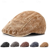 baratos Chapéu para Homem-Homens Boina Chapéu Ascot chapéu de jornaleiro Preto Vinho Veludo Cotelê Jacquard Moda Casual Rua Diário Tecido Ajustável Filtro Solar Respirável
