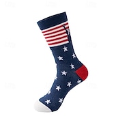 economico 250° Anniversario-Calzini a metà polpaccio con design a stelle e strisce della bandiera americana per il 250° anniversario degli Stati Uniti, comodi calzini in cotone per uomo e donna, ispirati alla bandiera americana per un look casual.