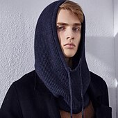 お買い得  温熱コレクション-ニットバラクラバ帽子、女性用、厚手、暖かい、ネックウォーマー、ビーニー、冬、秋、ニットヘッドカバー、寒い天候、アウトドア、快適、スキーマスク、スカーフ、キャップ、アクセサリー