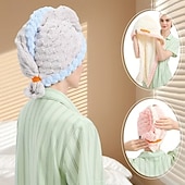 economico Gadget bagno-cuffia per capelli da donna con design a coda larga, autunno e inverno, extra large e spessa, asciugamano per capelli super assorbente ad asciugatura rapida, asciugamano per capelli in pile di