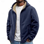 abordables Vestes Décontractées-Homme Veste d'Extérieur Veste en Polaire Veste à Capuche Formel Maison À capuche Toison Automne Hiver Couleur Unie Actif Quotidien À capuche Régulier Noir bleu marine Marron Vert Veste
