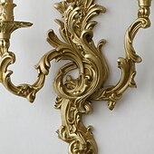 baratos Candeeiros de Parede de interior-Candelabro de parede francês tradicional de luxo em latão esculpido com 2/3 lâmpadas para quarto.