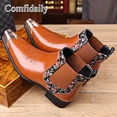 voordelige Chelsea -laarzen-Heren Chelsea boots van imitatieleer in bruin leer – elegant en comfortabel, ideaal voor zakelijke gelegenheden, formele gelegenheden en dagelijks gebruik