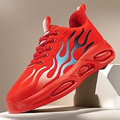 abordables Chaussures de Course pour Hommes-Homme Basket Course Marche Occasionnel Tricoté Confortable Antidérapant Respirant À lacets Noir Blanche Rouge Été Printemps Automne