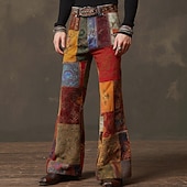 Χαμηλού Κόστους Ανδρικό εμπριμέ casual παντελόνι-Ανδρικά Γεωμετρικό Συνδυασμός Χρωμάτων Κουρελού Παντελόνια Ντίσκο Παντελόνι Παντελόνια καμπάνα της δεκαετίας του '60 και του '70 Μεσαία Μέση Μποέμ Vintage ρετρό ΕΞΩΤΕΡΙΚΟΥ ΧΩΡΟΥ Πάρτι Causal