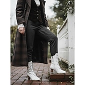  Women's Red Victorian Edwardian Lace-Up Ankle Boots with Kitten Heel and Brogue Detailing - 1920s Retro Steampunk Style Dress Boots for Ladies, Perfect for Parties, Cosplay & Historical Outfit