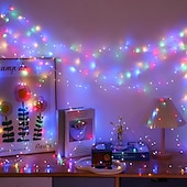 זול מוצרים עם חיבור לחשמל-חג המולד זיקוק חוט נחושת מחרוזת אורות פיות מחרוזת אורות 8 פונקציות טיימר שלט רחוק מתח נמוך תקע בטיחות פסטיבל מסיבת חתונה אווירת תאורה דקורטיבית אביזרים 10/15/30/50 מטר