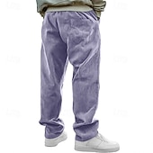 billiga Raka ben-Herr Långbyxor Manchesterbyxor Casual byxor Säckiga byxor Träningsbyxor med raka ben Snörning Elastisk midja Ensfärgat Komfort Fullängd Dagligen Utomhus Streetwear Mode Klassisk Stil Svart Vit