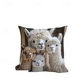  Cute Alpaca Pattern Pillow Cover with 2D Flat Print Decorative Cushion Cover for Living Room Sofa Home Decor Adorable Animal Throw Pillow Case Accents