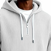 economico felpe con cappuccio da uomo di base-Per uomo Felpa con cappuccio Velluto a coste Felpa con cappuccio e zip corta Aalbicocca Rosso bordeaux Nero Blu marino Verde scuro Con Cappuccio Semplice Cerniera Testurizzato Sport &amp; Outdoor Casuale