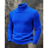 abordables Pull col rond-Homme Pull Pull Tricoté Côtelé Tricoter Hauts Réguliers Tricoté Couleur Unie Col roulé Mode Streetwear Occasionnel Tenue quotidienne Vêtement Tenue Automne Hiver Noir Blanche S M L