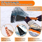 baratos aquecimento e resfriamento-Escova de neve e raspadores de gelo de 27 polegadas para para-brisa de carro, acessórios automotivos masculinos, raspadores de neve removíveis com cabo ergonômico de espuma para carros, caminhões e