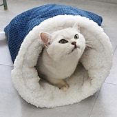 cheap Beds &amp; Hammocks-Cat Sleeping Bag Cat Sleeping Bag for Indoor Cats Cozy Winter Soft Plush Self Warm Kittens Indoor Sack 360Wrap Comfortable Pet Snuggle Sack for Cats