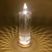 tanie Dekoracyjne światła-Elektroniczna Świeca Światło Elektryczna Świeczka Sztuczna Podstawka Świecy Długo Paląca Się Świeca Glitrowa Lampka Pamięci Świeca Bezpłomieniowa Światło Okienne Plastikowa Romantyczna