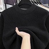 preiswerte Herrenpullover-Herren Pullover Strickpullover Gerippt Stricken Normale Oberteile Gestrickt Fleece Einfach Rundhalsausschnitt Mode Basic Urlaub Alltagskleidung Bekleidung Herbst Winter Schwarz Grün M L XL