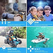 abordables Material de oficina-Experimento científico de ensamblaje solar, rompecabezas de bricolaje, coche de juguete 13 en 1, robot inteligente y divertido, ideal para la educación STEM, juguetes para niños de 6 a 12 años, modelo