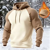 economico felpe con cappuccio da uomo di base-Per uomo Felpa con cappuccio Felpa con cappuccio in pile Nero Rosso Blu marino Verde Cachi Con Cappuccio Blocco di colori Patchwork Sport &amp; Outdoor Quotidiano Ferie Poliestere Streetwear Essenziale