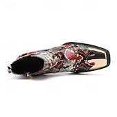 economico Stivali in pelle di alta qualità-stivaletti da uomo con stampa serpente rossa e nera: pelle pregiata con dettagli dorati, scelta elegante per feste di Natale e occasioni festive