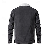 preiswerte Herrenjacken &amp; Herrenmäntel-Herren Wintermantel Cordjacke Fleecejacke Freizeitjacke Outdoor Lässig Thermowarm Tasche Herbst Winter Einfach Vintage Streetwear Umlegekragen Regulär Schwarz Khaki Kaffee Grau Jacken