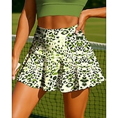 billige Kjoler og shorts-Dame Dyr Leopard Uformelt skjørt Tennisskjørt Ermeløs Lapper Lomme 2 i 1 UPF50+ UV-bestandig Flerlag UV Beskyttelse Volleyball Tennis Badminton Shorts Skjørter Blå og Gul Skoggrønn Lys Kaffe Tennis