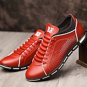 economico Sneakers Casual-sneakers sportive rosse da uomo con tomaia traforata: scarpe stringate eleganti per le feste informali e per l'uso quotidiano