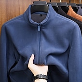 abordables Sweat à capuche en polaire-Homme Sweat-shirt Sweat zippé Sweat-shirt zippé Sweat-shirt en polaire Sweat-shirt entièrement zippé Bleu Noir Jaune Vert Gris Col montant Uni Sport &amp; Loisir Quotidien Fête Polyester Streetwear