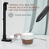 abordables appareils électroménagers-Mousseur à lait électrique portable rechargeable, 3 têtes, 3 vitesses, en acier inoxydable, avec affichage numérique LED, idéal pour le café au lait, les lattes, les cappuccinos et les matchas.