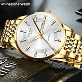 baratos Relógios Quartz-Relógio de Pulso Masculino Avançado Relógio de Quartzo Fashion Masculino Case de Aço Inoxidável Strap Data do Calendário Dial Luminosa A Melhor Opção de Presente para Homens