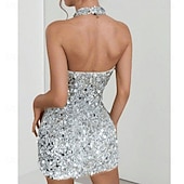 preiswerte Bauchtanzkleidung-Samba Dancewear Glamouröses Pailletten-Ärmelloses Cocktailkleid - Schimmerndes Slim-Fit-Partykleid für Karnevalsfeiern Performance Kostüm