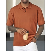 お買い得  Polo classica da uomo-Men's Waffle Polo Shirts Textured Casual Sports Lapel Ribbed Polo Collar Short Sleeve Fashion Basic Plain Classic Plain Summer Spring Regular Fit White Waffle Polo Shirts