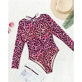 Χαμηλού Κόστους Rash Guards One Pieces-Γυναικεία Προστατευτικά Μαγιό Ολόσωμα μαγιό Γραφική Μπόχο Δίχτυ Προστασία UV Αναπνέει Μακρυμάνικο Μαγιό Σέρφινγκ Παραλία Διακοπές Άνοιξη