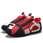 billiga Vardagssneakers-Herr Sneakers Fleecefoder Löpning Promenad Ledigt PU Läder Bekväm Halksäker Andningsfunktion Korta stövlar / ankelstövlar Snörning Mörkröd Orange Grön Sommar Vår Höst