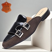 Χαμηλού Κόστους Δερμάτινα Loafers Premium-Ανδρικά μαύρα μοκασίνια mule από τεχνητό δέρμα – μοντέρνα slip-on για μοντέρνο στυλ και ευελιξία