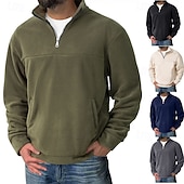 cheap Basic Sweatshirts-Men's Sweatshirt Fleece Sweatshirt Pullover Quarter Zip Sweatshirt Black Army Green Navy Blue Khaki Dark Gray Half Zip Plain Casual Daily Sports &amp; Outdoor Polyester Streetwear Basic Casual Fall