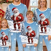 olcso gyerek karácsonyi pizsama-Családi nézés Karácsony Karácsonyi családi pizsama Pizsamák Családkészletek Grafika Mikulás Karácsonyi ajándékok Nyomtatott Medence Hosszú ujj Napi Hozzá illő ruhák