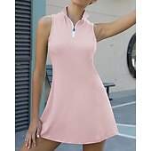 billiga Kvinnors klänning-Dam Solid färg Tennisklänning Sportklänning Snabb tork Elastisk Andningsfunktion Tennis Träning Löpning Dragkedja Klänningar Svart Vit Rosa Tenniskläder