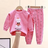 billiga Pyjamas-Småbarn Pojkar 2 delar Pyjamasset Långärmad Z17 Z29 Z13 Ensfärgat Djur Vår Höst Förtjusande Hem 7-13 år