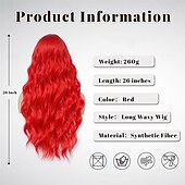 baratos Perucas de Carnaval-Peruca de Carnaval 2026 Rosa Vermelho Azul Encaracolado Ondulado Longo Peruca sintética para festivais Mardi Gras Parada Cabelo para fantasia de cosplay para Feminino